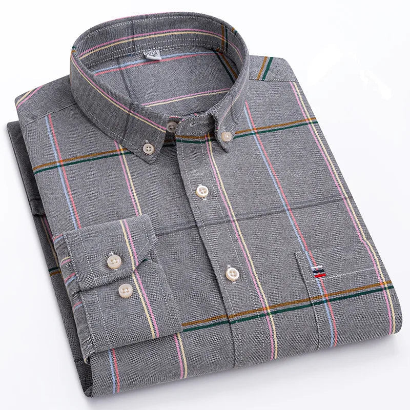 Chemise Oxford Homme 100% Coton Manches Longues Coupe Classique - NGSHOP-ONE
