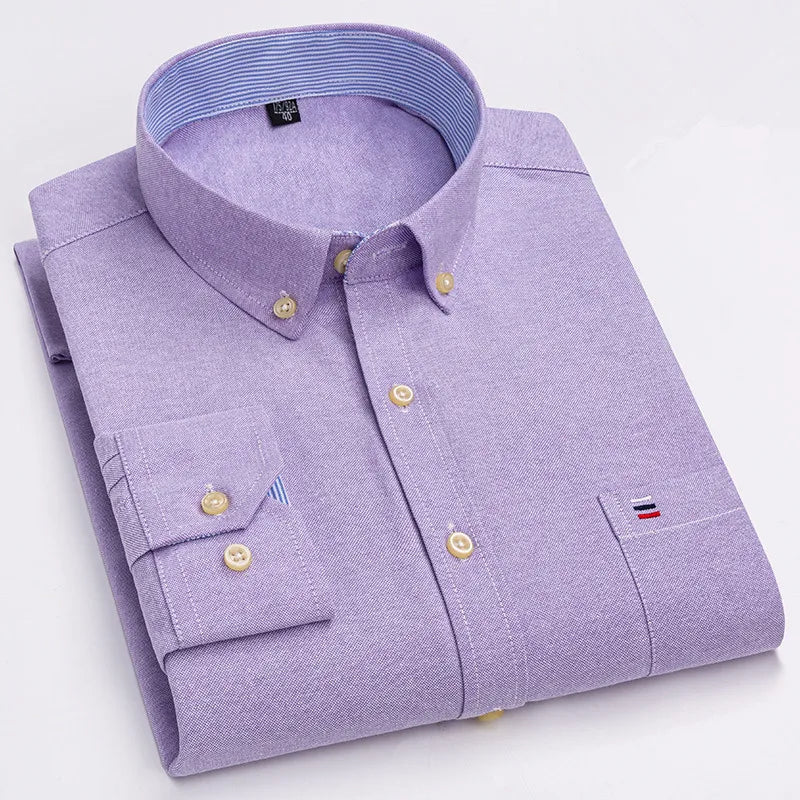 Chemise Oxford Homme 100% Coton Manches Longues Coupe Classique - NGSHOP-ONE