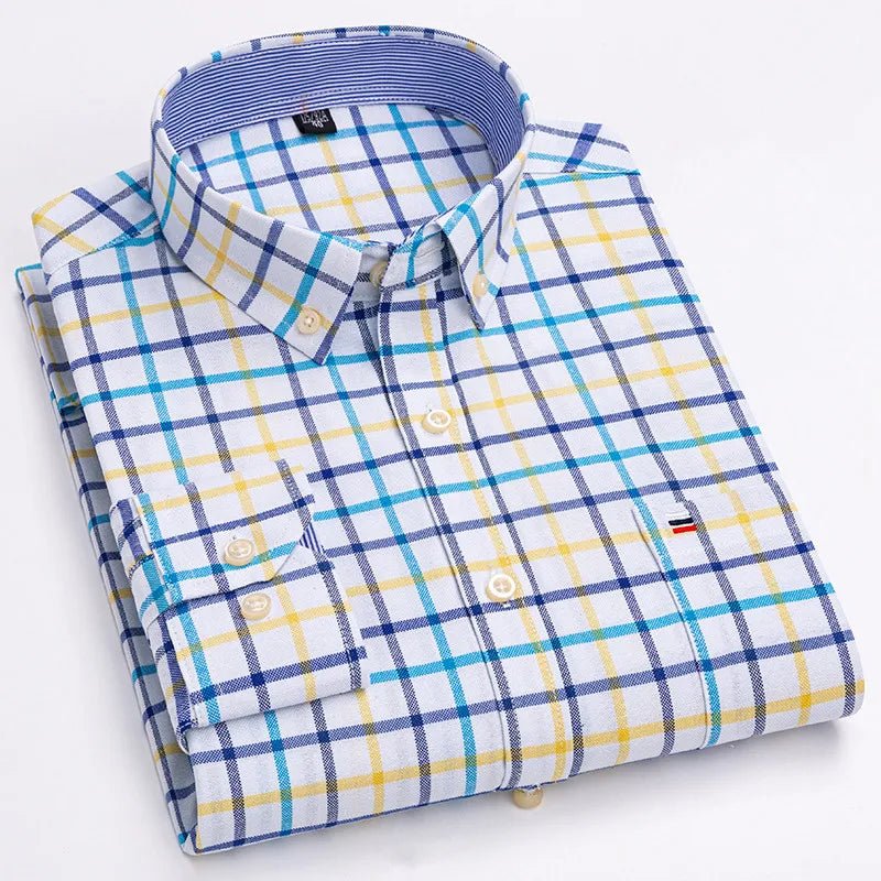 Chemise Oxford Homme 100% Coton Manches Longues Coupe Classique - NGSHOP-ONE