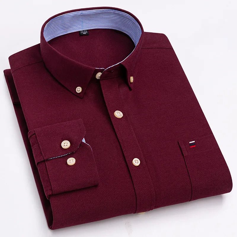 Chemise Oxford Homme 100% Coton Manches Longues Coupe Classique - NGSHOP-ONE