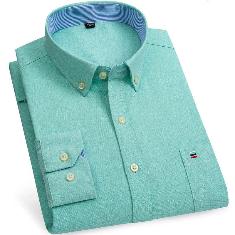 Chemise Oxford Homme 100% Coton Manches Longues Coupe Classique - NGSHOP-ONE
