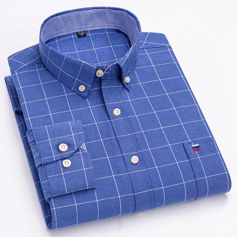 Chemise Oxford Homme 100% Coton Manches Longues Coupe Classique - NGSHOP-ONE
