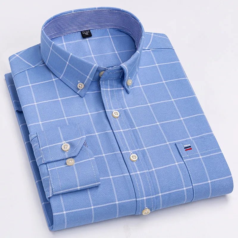 Chemise Oxford Homme 100% Coton Manches Longues Coupe Classique - NGSHOP-ONE