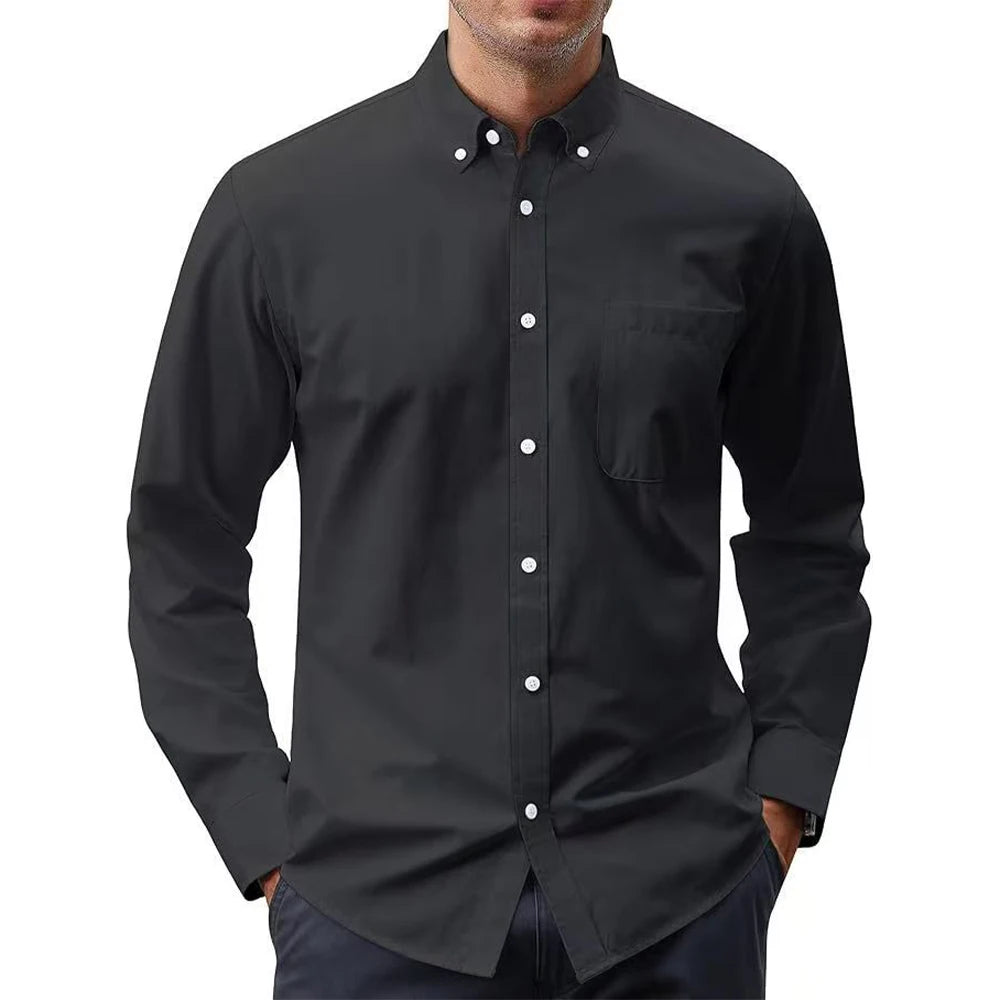 Chemise Oxford homme 2025, coton 70 %, manches longues, décontracté, qualité supérieure - NGSHOP-ONE