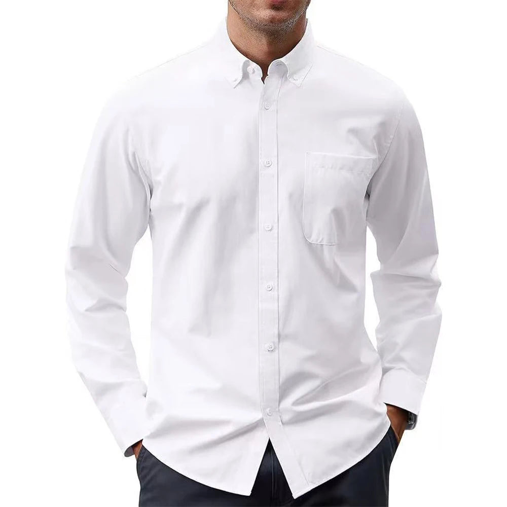 Chemise Oxford homme 2025, coton 70 %, manches longues, décontracté, qualité supérieure - NGSHOP-ONE