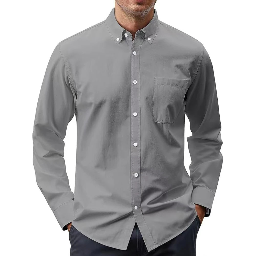 Chemise Oxford homme 2025, coton 70 %, manches longues, décontracté, qualité supérieure - NGSHOP-ONE