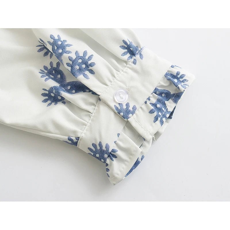 Chemises à boutons imprimées pour femmes, col montant, style streetwear décontracté. - NGSHOP-ONE