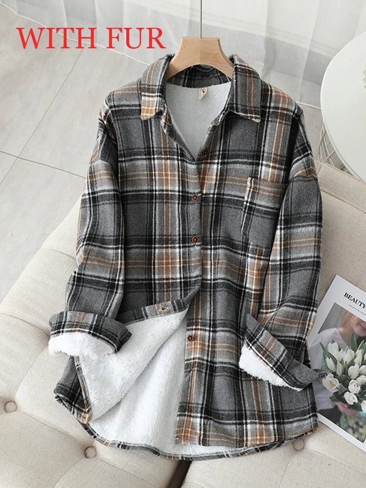 Chemises à carreaux épaisses en velours pour femmes - NGSHOP-ONE
