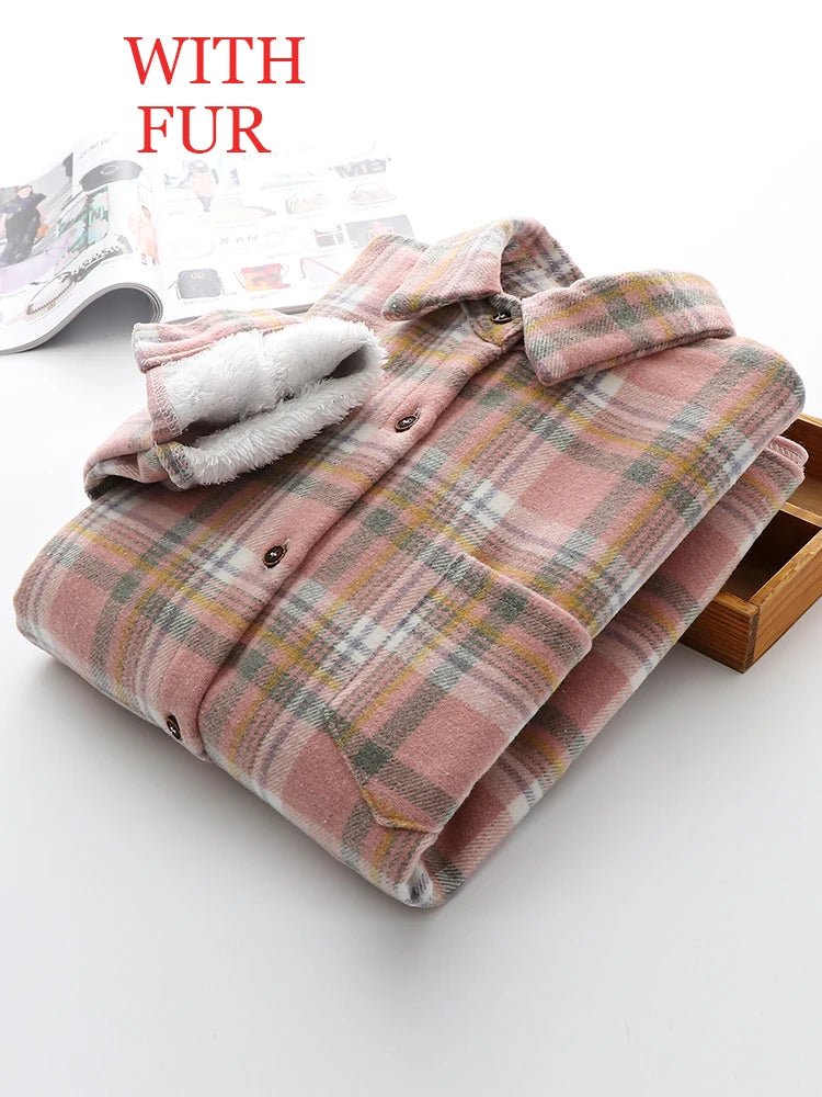 Chemises à carreaux épaisses en velours pour femmes - NGSHOP-ONE