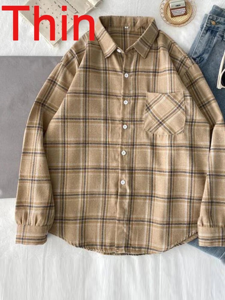 Chemises à carreaux épaisses en velours pour femmes - NGSHOP-ONE