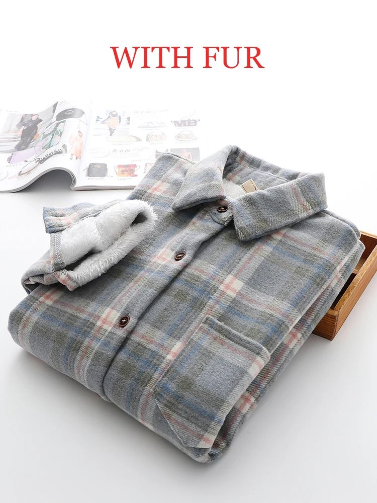 Chemises à carreaux épaisses en velours pour femmes - NGSHOP-ONE