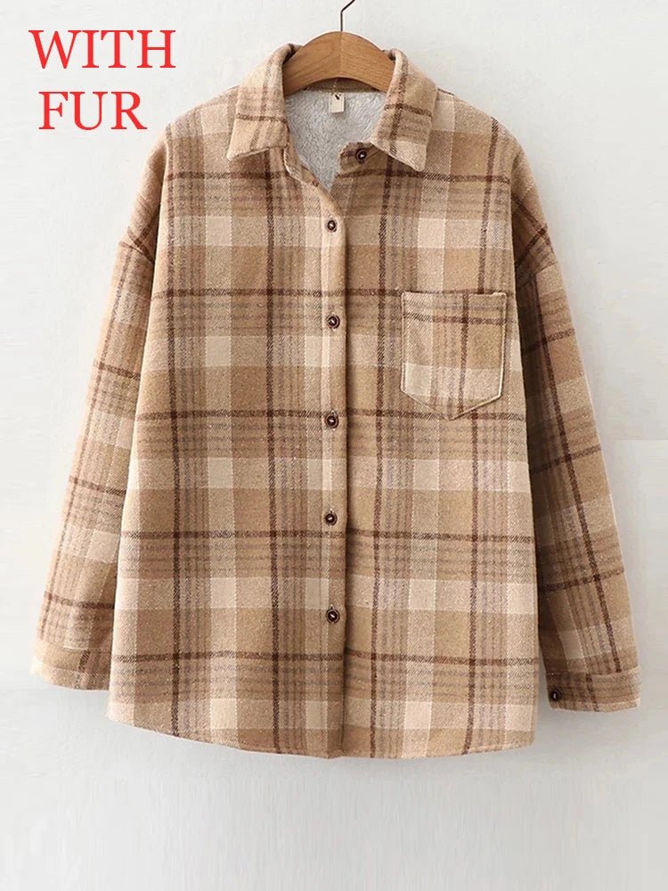 Chemises à carreaux épaisses en velours pour femmes - NGSHOP-ONE