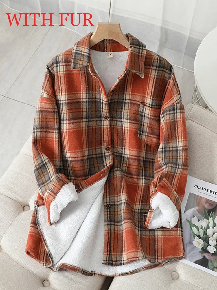 Chemises à carreaux épaisses en velours pour femmes - NGSHOP-ONE