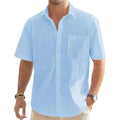 Chemises à manches courtes en coton et lin pour hommes, parfaites pour l'été et la plage. - NGSHOP-ONE