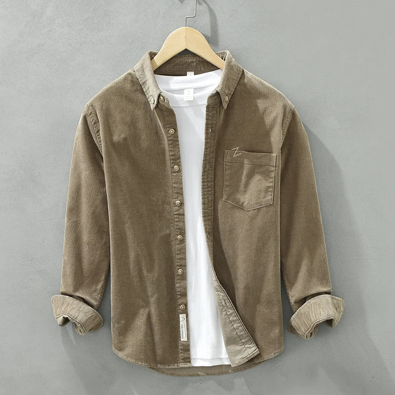 Chemises décontractées en velours pour hommes, automne cosy, mode masculine confortable. - NGSHOP-ONE