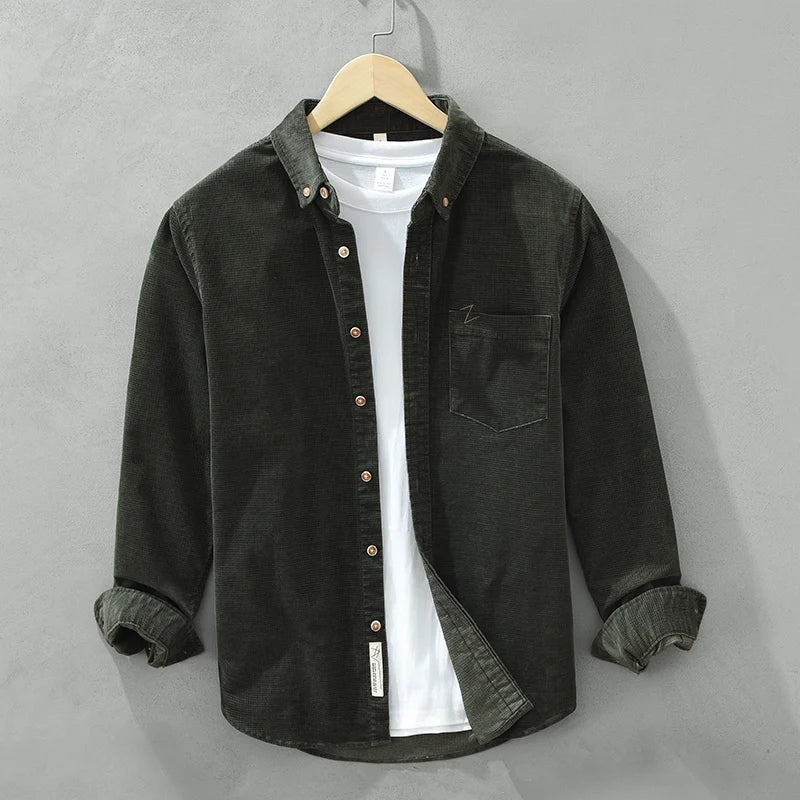 Chemises décontractées en velours pour hommes, automne cosy, mode masculine confortable. - NGSHOP-ONE