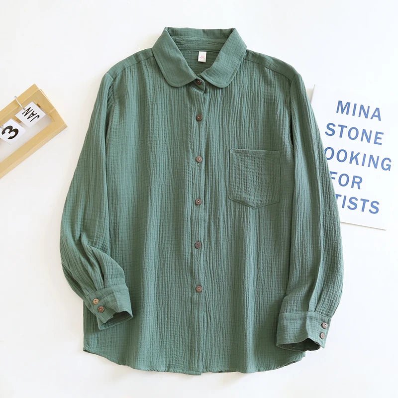 Chemises chics 100% coton, hauts décontractés à manches longues boutonnés - NGSHOP-ONE