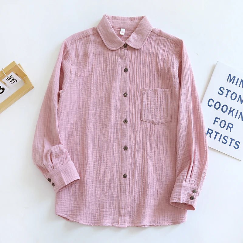 Chemises chics 100% coton, hauts décontractés à manches longues boutonnés - NGSHOP-ONE