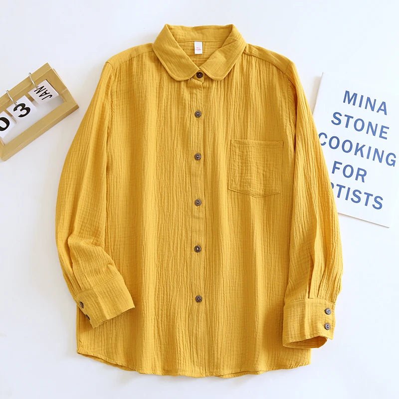 Chemises chics 100% coton, hauts décontractés à manches longues boutonnés - NGSHOP-ONE