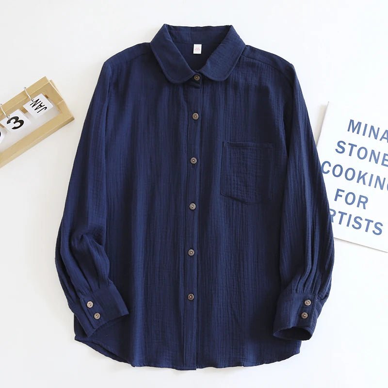 Chemises chics 100% coton, hauts décontractés à manches longues boutonnés - NGSHOP-ONE