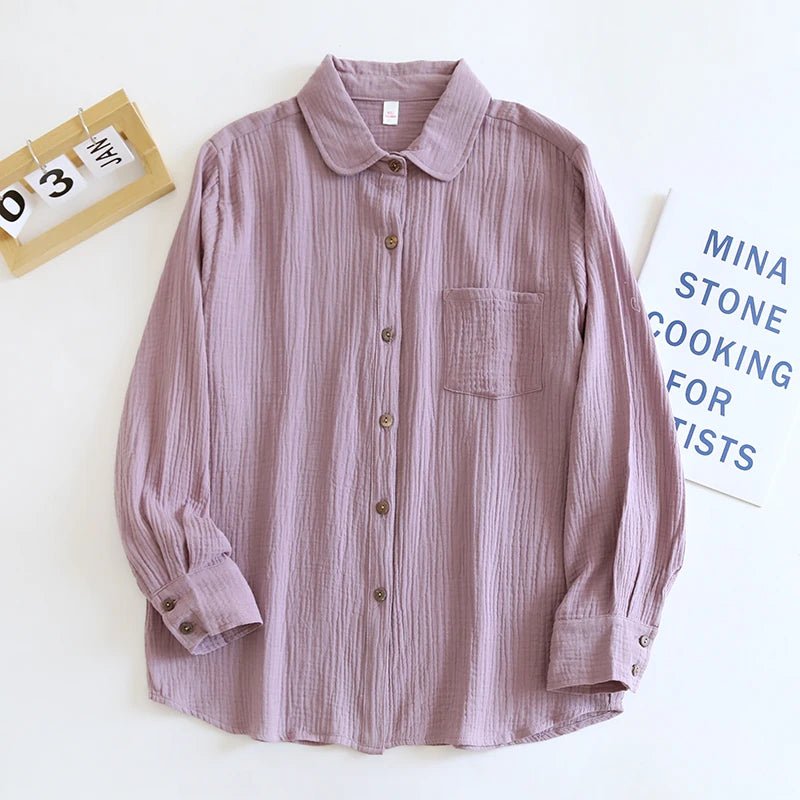 Chemises chics 100% coton, hauts décontractés à manches longues boutonnés - NGSHOP-ONE