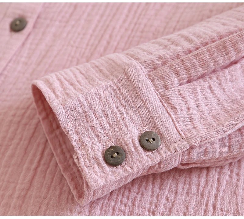 Chemises chics 100% coton, hauts décontractés à manches longues boutonnés - NGSHOP-ONE