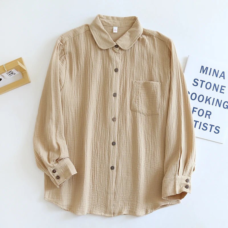 Chemises chics 100% coton, hauts décontractés à manches longues boutonnés - NGSHOP-ONE