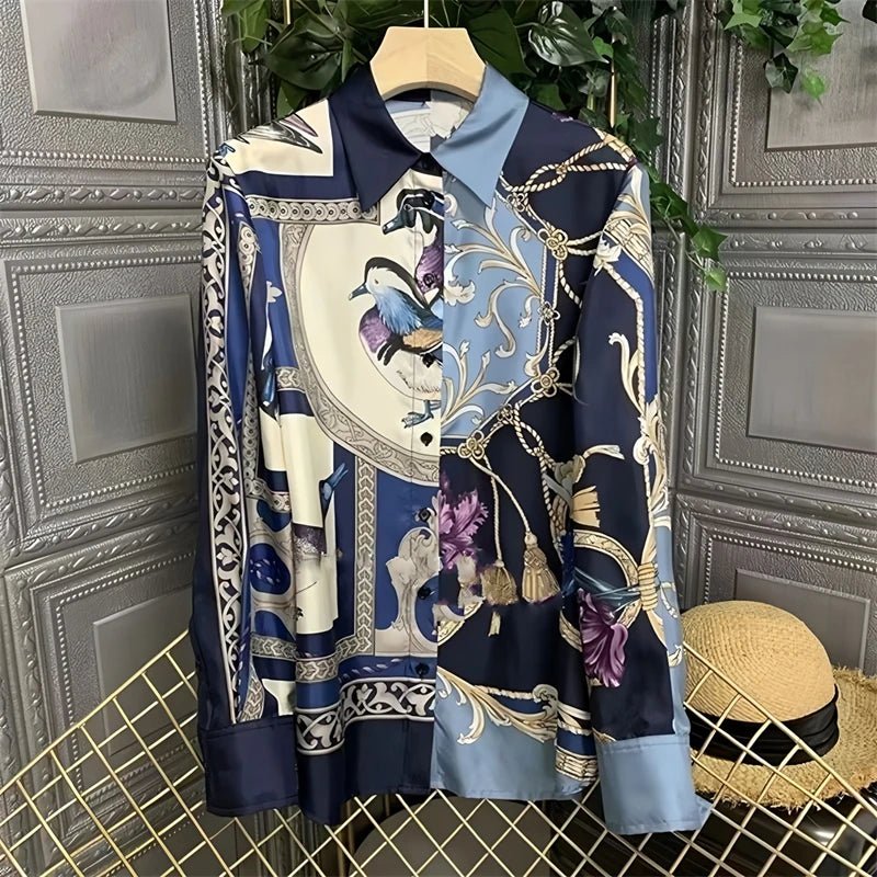 Chemises et blouses pour femmes, imprimé baroque vintage, style défilé de luxe. - NGSHOP-ONE