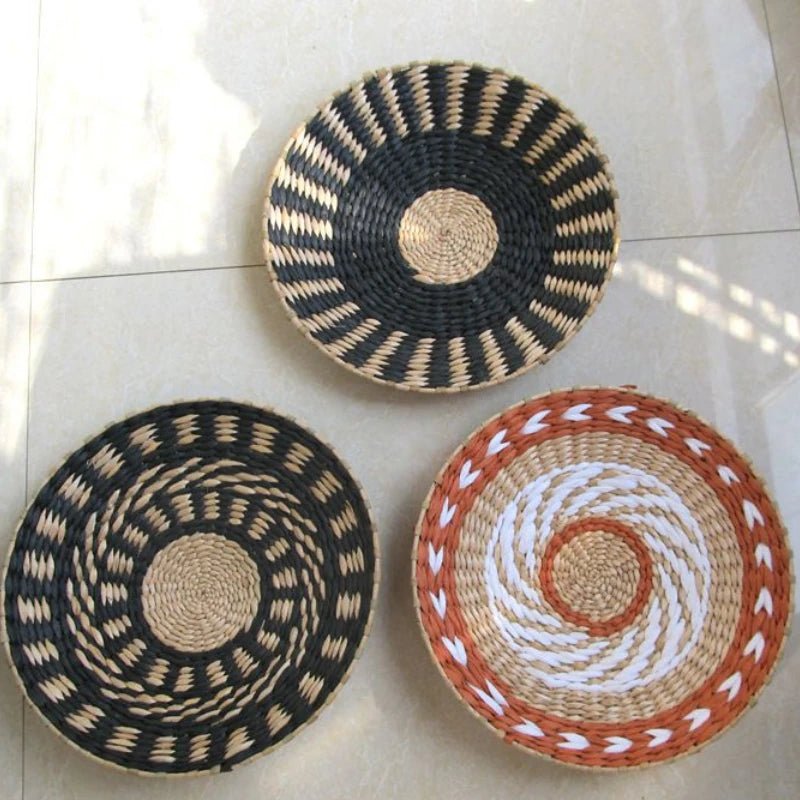 Décoration murale en rotin tressé et paille, parfaite pour le salon et la chambre - NGSHOP-ONE