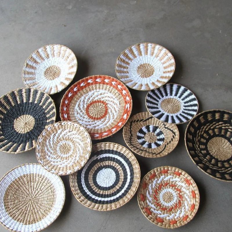 Décoration murale en rotin tressé et paille, parfaite pour le salon et la chambre - NGSHOP-ONE