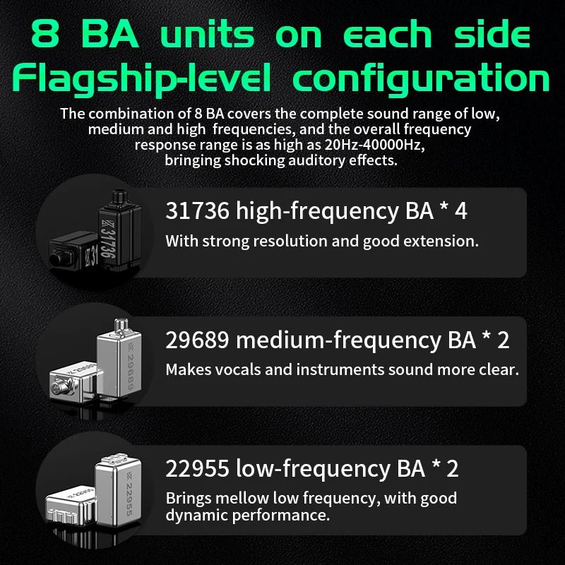 Écouteurs intra-auriculaires KZ AS16 Pro, transducteurs à armature équilibrée 16BA - NGSHOP-ONE