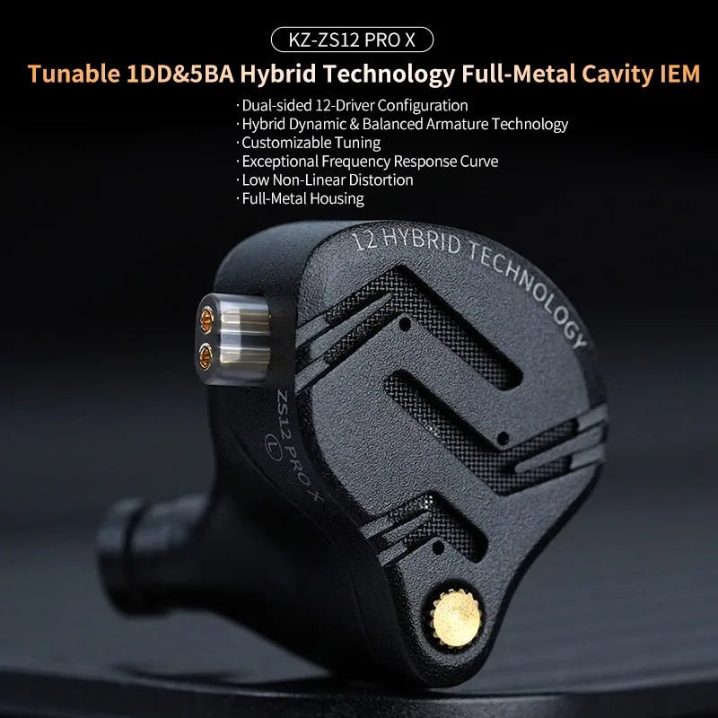 Écouteurs KZ ZS12 PRO X en métal, hybrides Hi-Fi, basses profondes, pour la musique et le sport. - NGSHOP-ONE