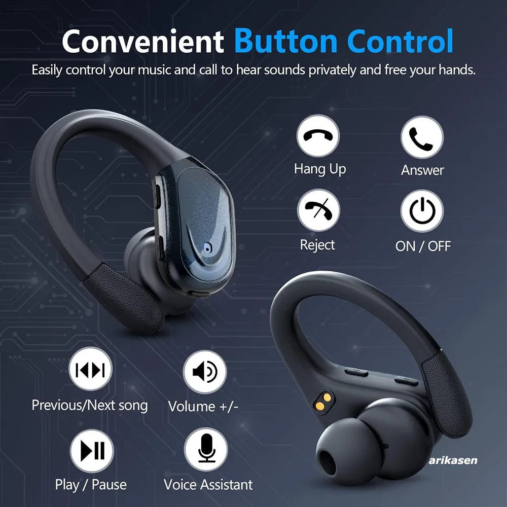 Écouteurs intra-auriculaires sans fil sport Bluetooth 5.3 avec micro antibruit, autonomie de 75 h - NGSHOP-ONE