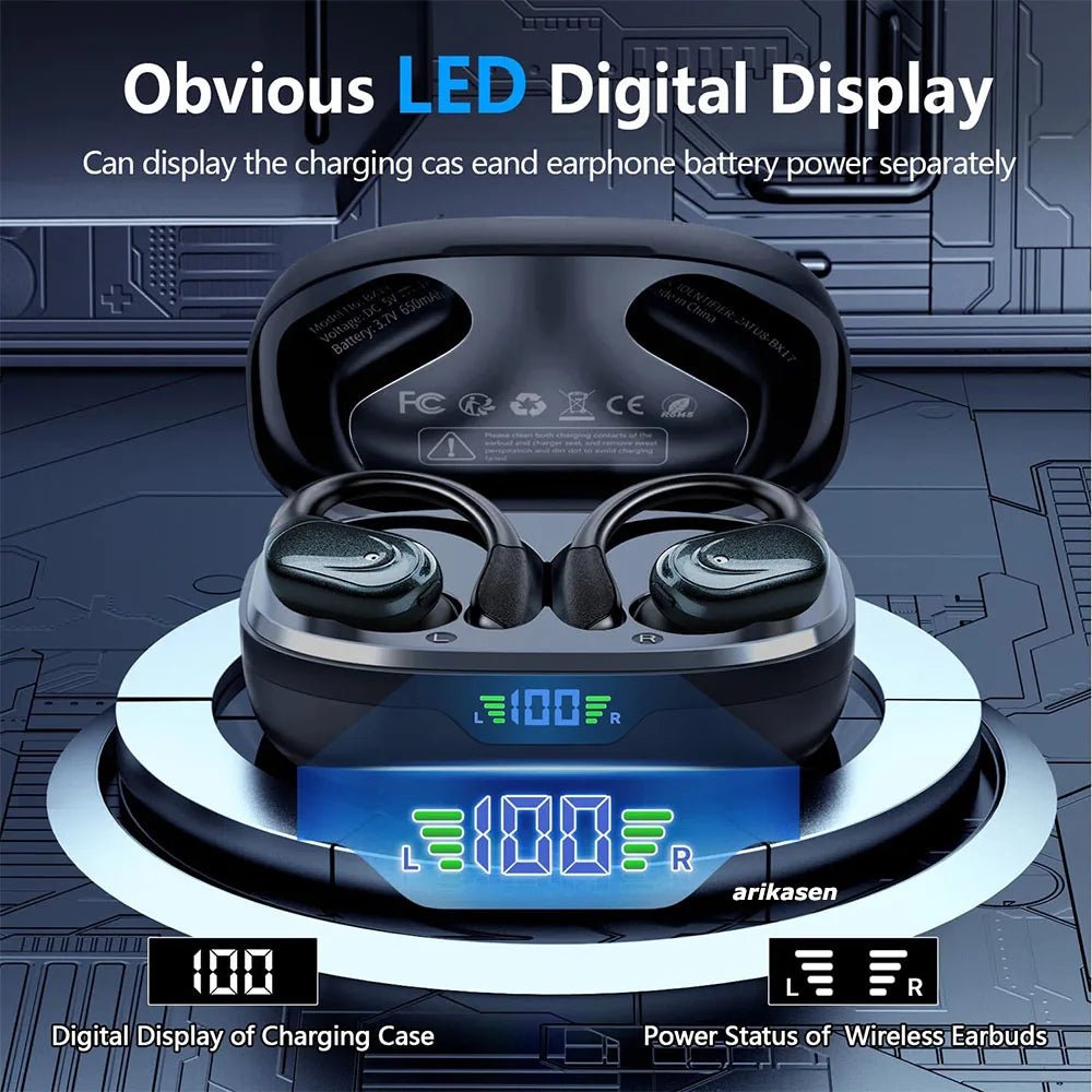 Écouteurs intra-auriculaires sans fil sport Bluetooth 5.3 avec micro antibruit, autonomie de 75 h - NGSHOP-ONE