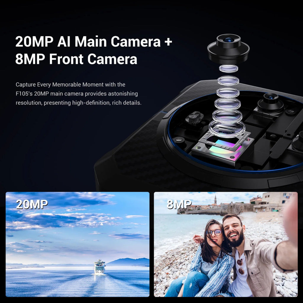 Smartphone robuste FOSSiBOT F105 Android 14,12 Go + 64 Go, écran HD+IPS 6,745", appareil photo 20 MP - NGSHOP-ONE