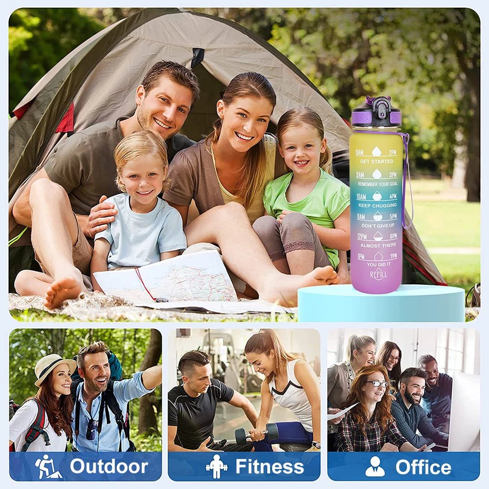 Gourde de sport de 1 L à dégradé de couleurs , idéale pour les sports de plein air et les voyages. - NGSHOP-ONE