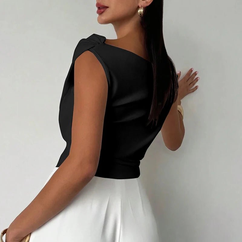 Haut Élégant à Col Bardot sans Manches pour Bureau - NGSHOP-ONE