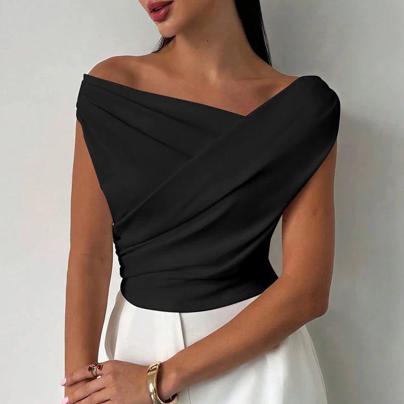 Haut Élégant à Col Bardot sans Manches pour Bureau - NGSHOP-ONE