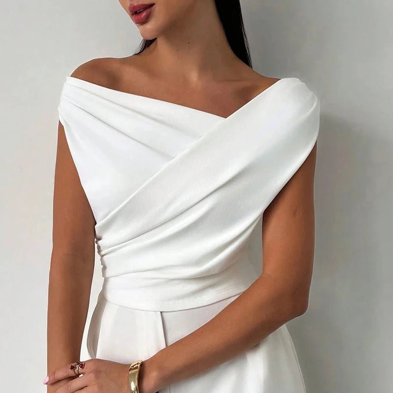 Haut Élégant à Col Bardot sans Manches pour Bureau - NGSHOP-ONE