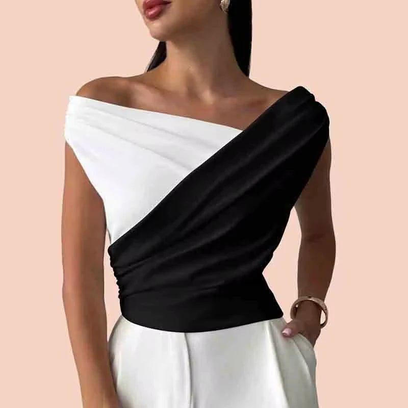 Haut Élégant à Col Bardot sans Manches pour Bureau - NGSHOP-ONE