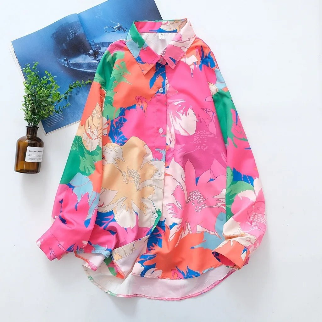 Chemisiers imprimés floraux pour femmes vintage à manches longues - NGSHOP-ONE