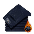 Pantalon homme en denim stretch extensible doublé polaire, style business décontracté et confortable - NGSHOP-ONE