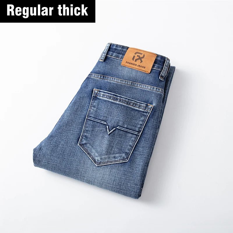 Jean stretch gris fumé décontracté pour homme, coupe classique et style bleu - NGSHOP-ONE