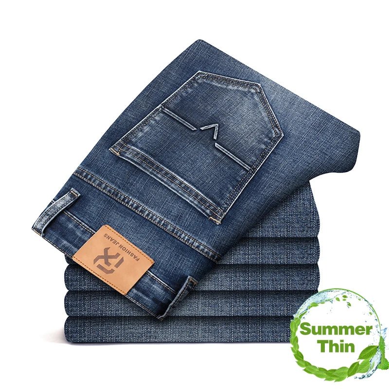 Jean stretch gris fumé décontracté pour homme, coupe classique et style bleu - NGSHOP-ONE