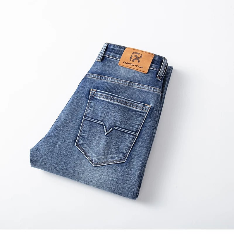 Jean stretch gris fumé décontracté pour homme, coupe classique et style bleu - NGSHOP-ONE