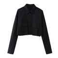 Chemises courtes décontractées pour femmes, unies, poches, col rabattu, boutonnage simple, élégantes. - NGSHOP-ONE
