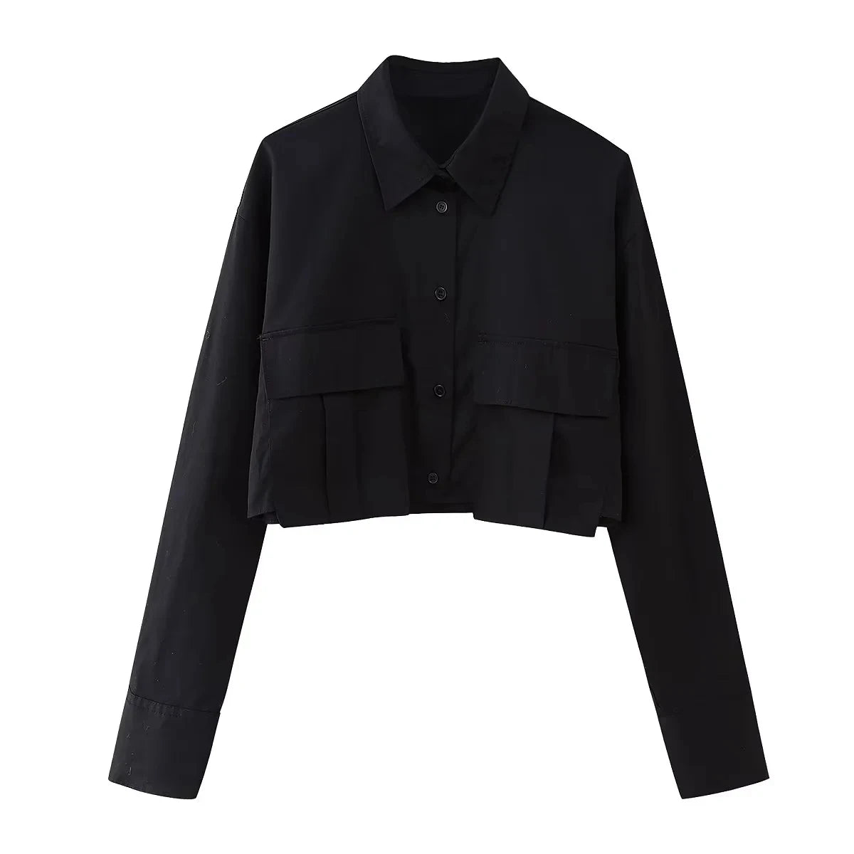 Chemises courtes décontractées pour femmes, unies, poches, col rabattu, boutonnage simple, élégantes. - NGSHOP-ONE