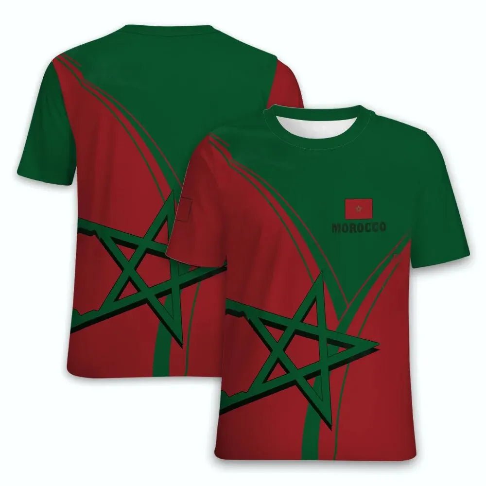 T-shirts imprimés en 3D avec l'emblème national du Maroc. - NGSHOP-ONE