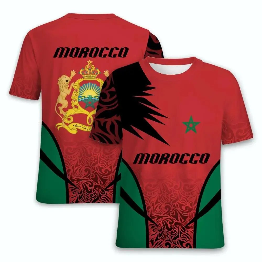 T-shirts imprimés en 3D avec l'emblème national du Maroc. - NGSHOP-ONE