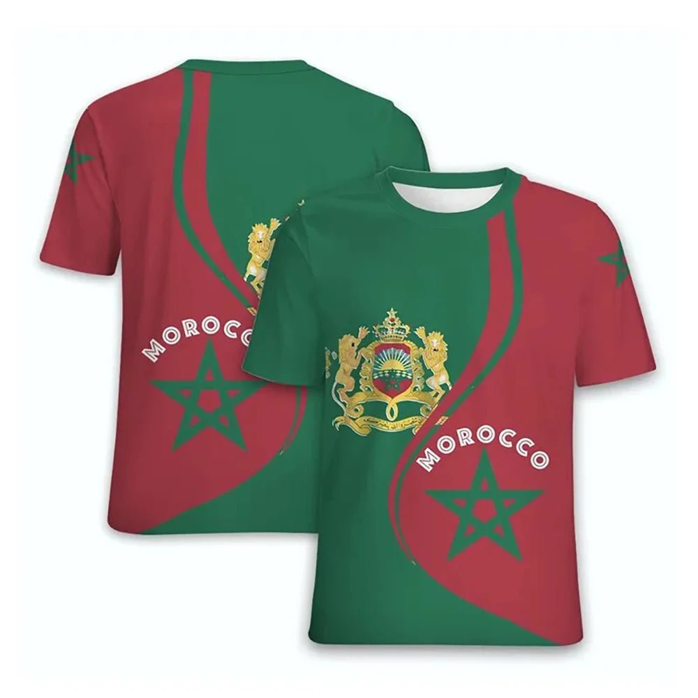 T-shirts imprimés en 3D avec l'emblème national du Maroc. - NGSHOP-ONE